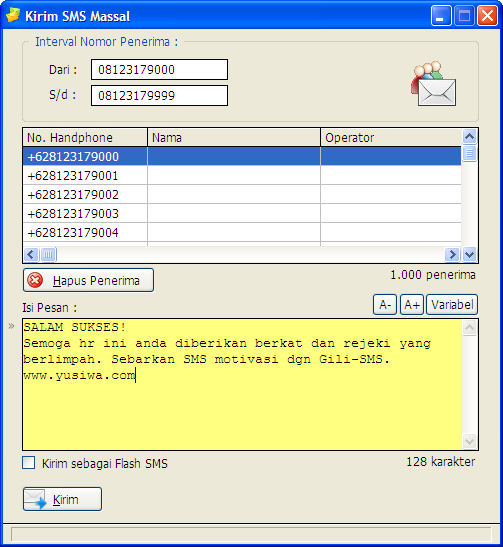 Mengirim SMS Massal