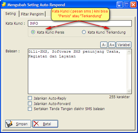 Seting Auto-Respond Software SMS